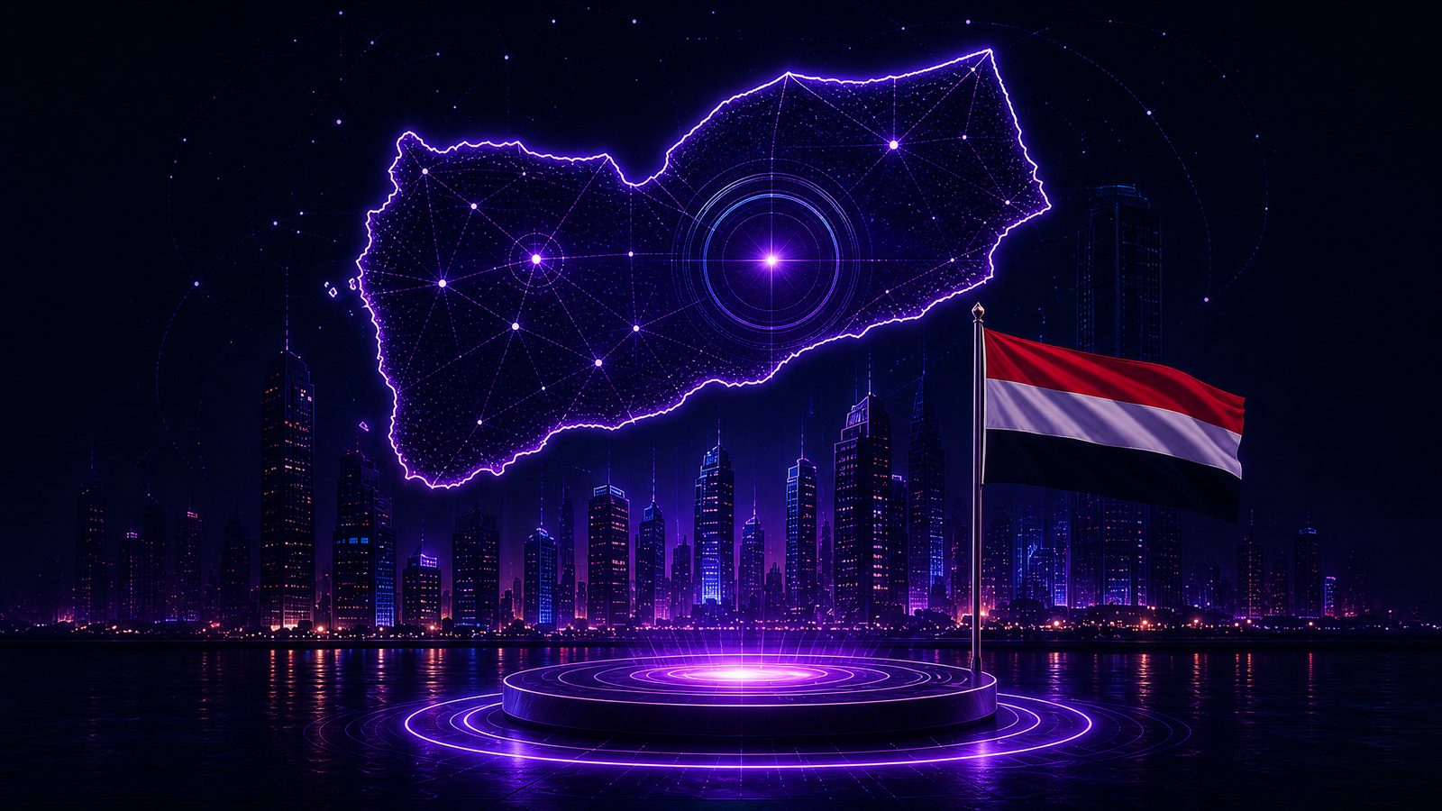 بنر مستقبل اليمن والذكاء الاصطناعي